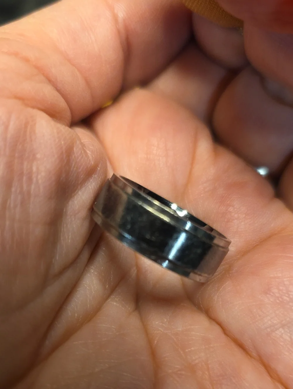 Titanium Men's Ring in Black and Silver